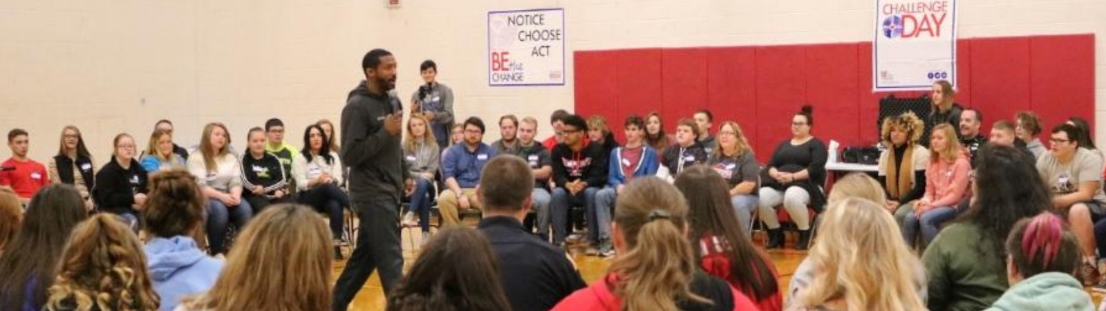 Students gathered in an auditorium for Challenge Day